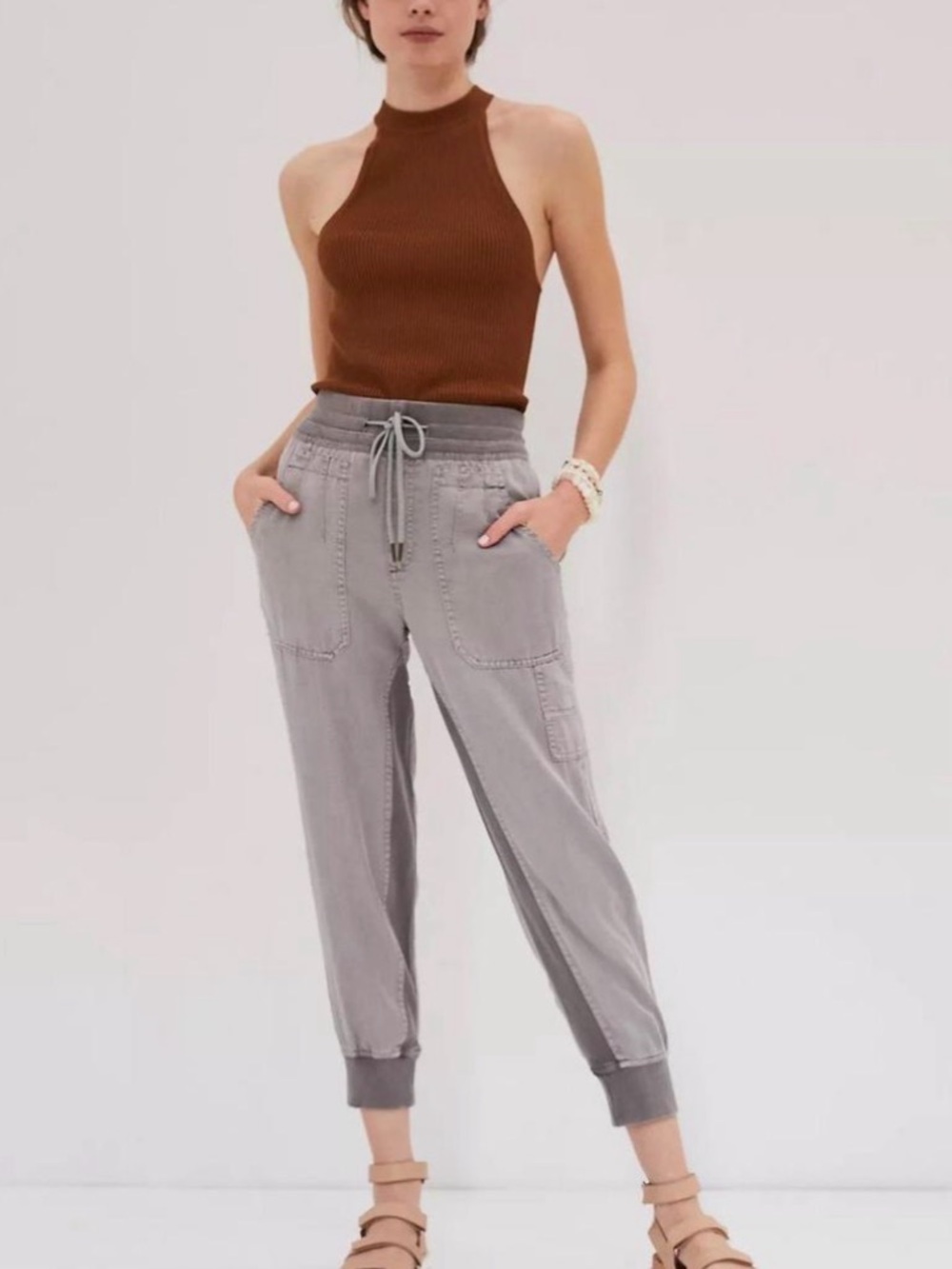 Anthropologie Nomad Cropped Jogger Pants Women’s XS/S (4-6) Lyocell Lightweight